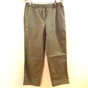 L.L. Bean Women's Olive Green Trousers with waistband sliders, Sz 12